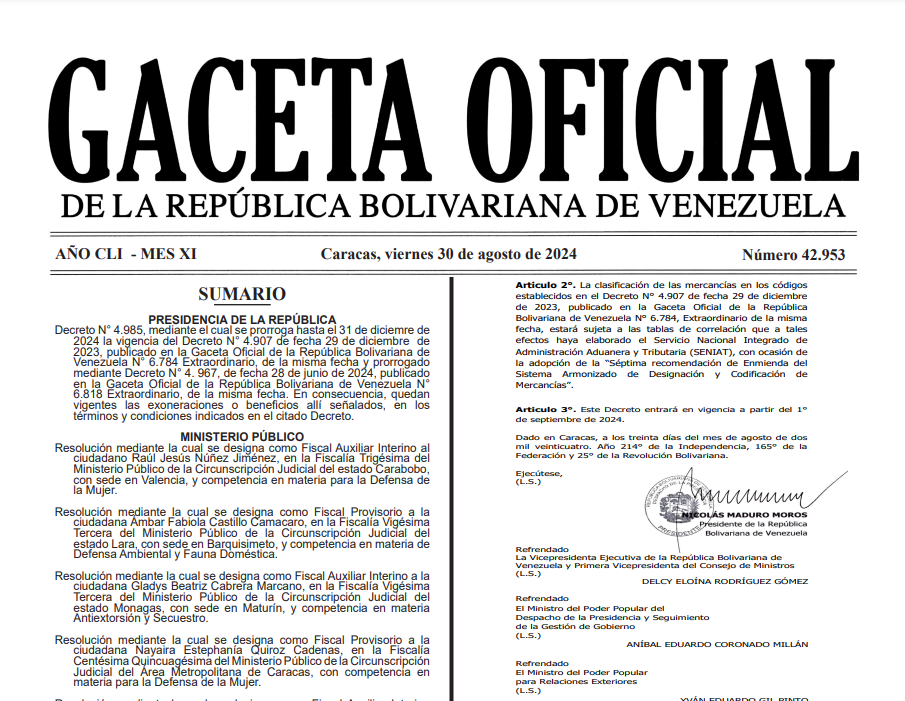 Extension of Decree 4,907 by which the exemptions from import taxes and value added tax on the merchandise indicated therein are established